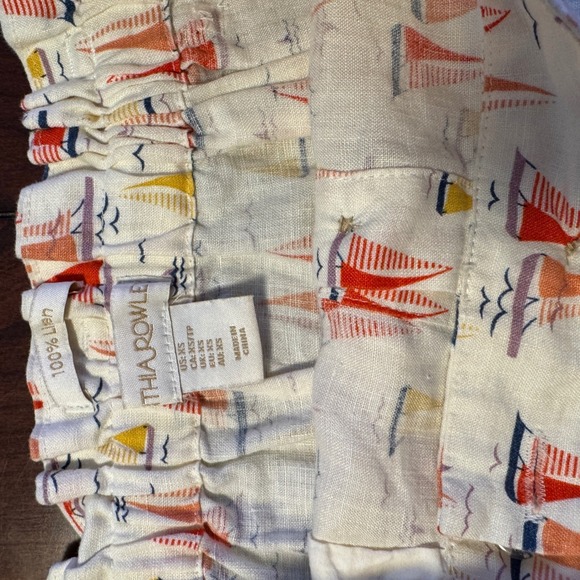 Thia‎ Rowley Linen Blend Mini Skirt Sailboat Print Drawstring Button Front - Picture 5 of 5